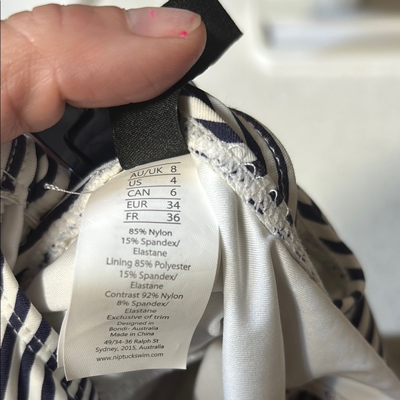 Niptuck navy/white Striped One-Piece Swimsuit sz 4 - Picture 8 of 8